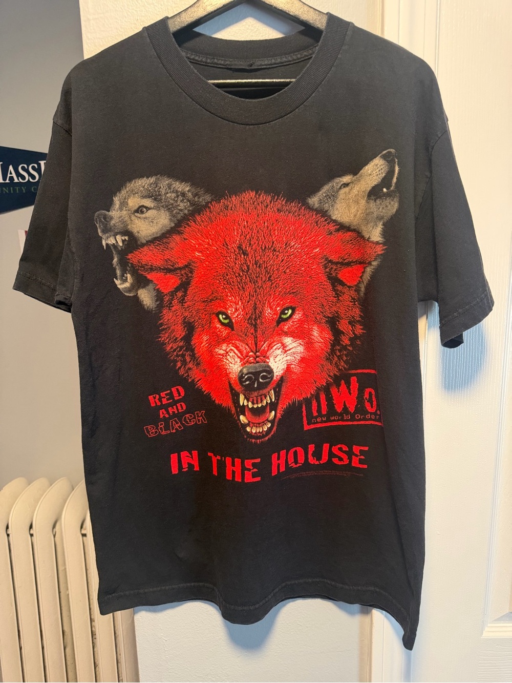 Vintage 1998 NWO WCW Wolfpack Red & Black in the House Shirt Cut Tag Size Men XL
